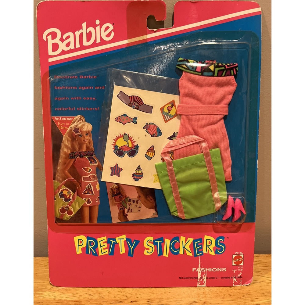1992 Barbie Pretty Sticker Fashion Pack 4535 Dress Bag Shoes Stickers NRFP